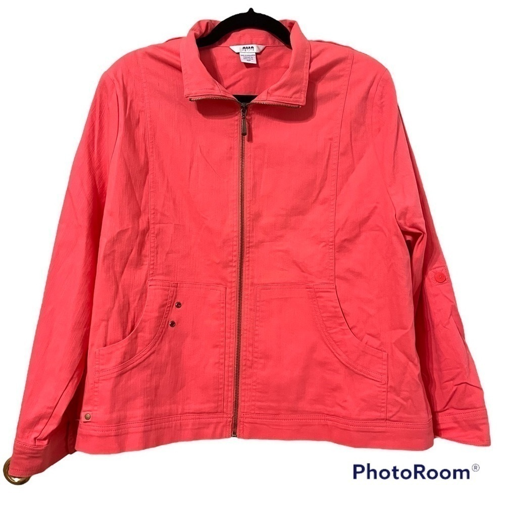 ALIA Petite Coral Zip Up Jacket with Pockets Size 16P